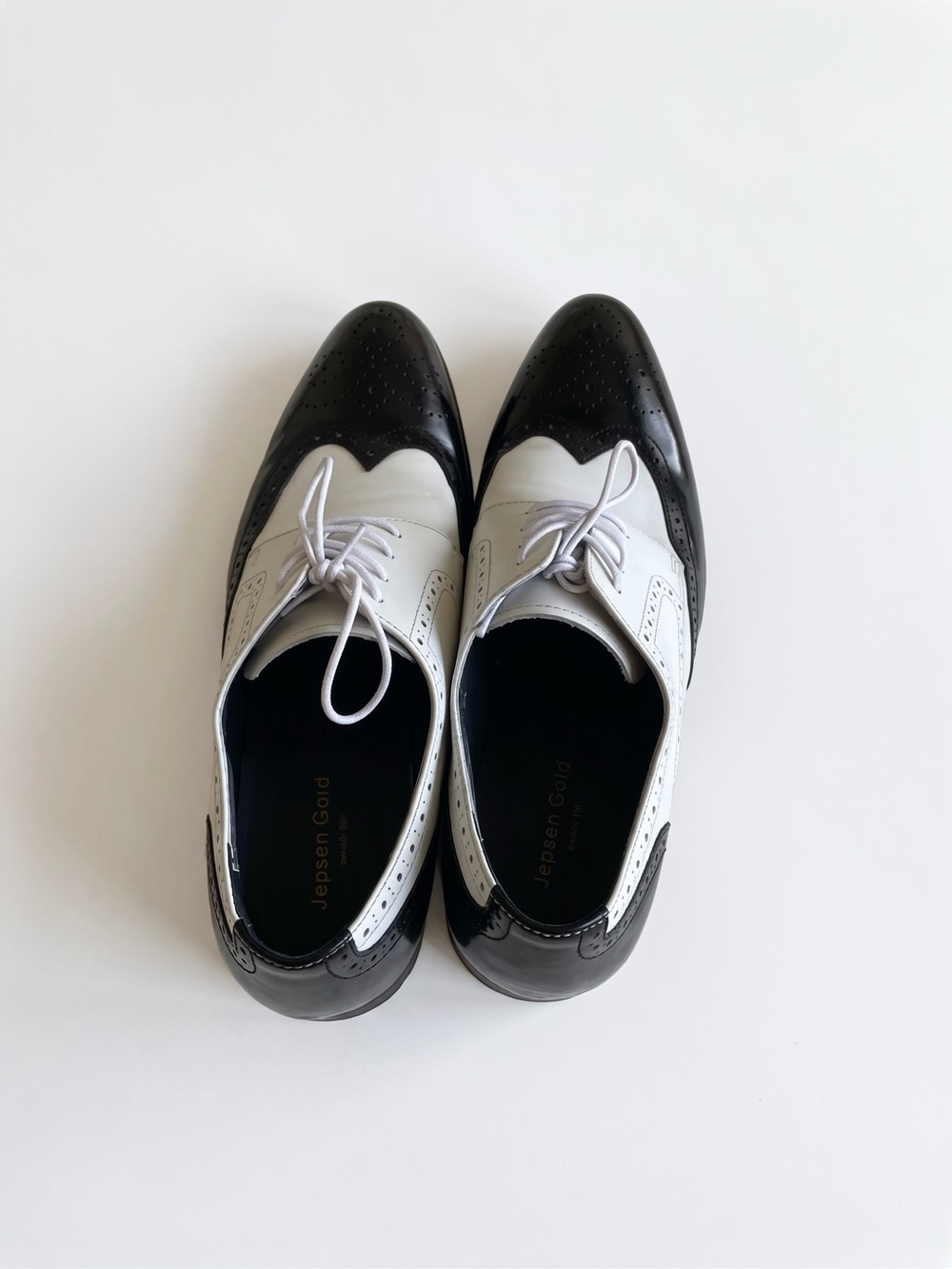 Two-Tone Black and White Wingtip Dress Shoes